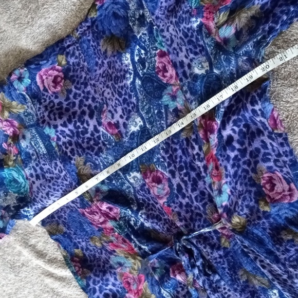 Vintage 90s Mixed Print Rayon Dress - Picture 3 of 9